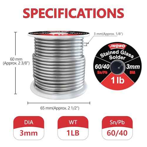 60/40 Solder for Stained Glass, 1/8"(3mm) Dia, 2 lb Spool
