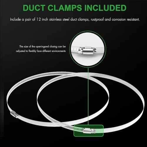 HealSmart 12" 25 Ft Aluminum Ducting Flexible, Heavy-Duty Four-Layer Protection with 2 Duct Clamps, Dryer Vent Hose for Heating Cooling Ventilation and Exhaust Fan