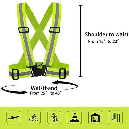 DUSKCOVE 10 Pack Hi Vis Safety Vests - Adjustable Bright Neon Color High Visibility Reflective Safety Straps Gear for Traffic Control, Running, Cycling