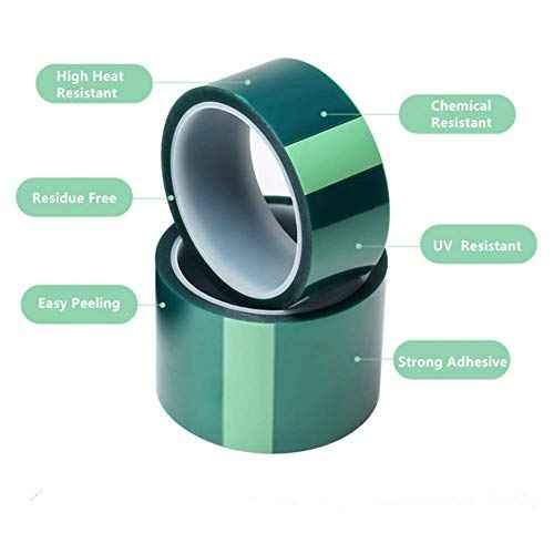 MISSYOUNG Resin Tape for Epoxy Resin Molding, Thermal Adhesive Tape Green Polyester HighTempeprature Masking Tape Green High Heat PET Tape for Painting, Anodizing, Circuit Boards (2 in x 108 FT)