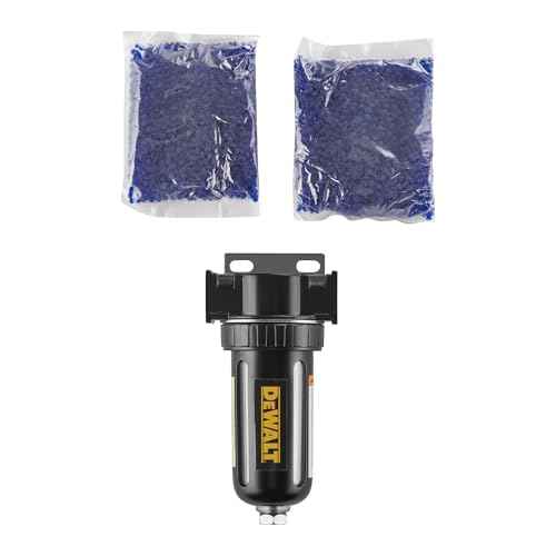 DEWALT 3/8" NPT Inline Desiccant Dryer with Clear Windows for Viewing Desiccant Life Status, High Efficiency Moisture Removal for Compressed Air Systems
