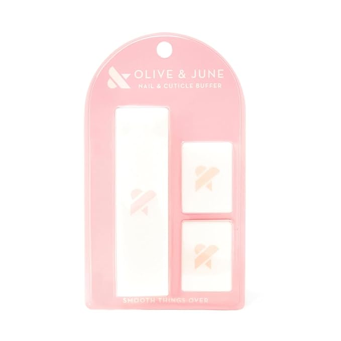 Olive & June Buffer Pack | 1 Full-Size + 2 Mini Nail Buffers for Manicures and Pedicures | Gentle Multi-Grit Buffers for Cuticles, Smoothing & Nail Prep | Salon-Quality Nail Tools for At-Home Use
