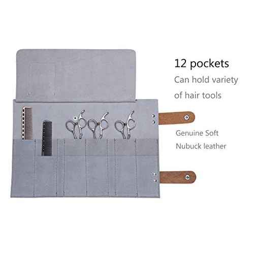 PERFEHAIR Hair Stylist Scissor Holder Pouch Case - Hairdresser Tool Holster Bag with 12 Pockets for Salon Shears