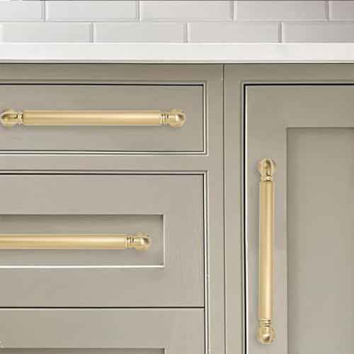 khtumeware 10-Pack Champagne Bronze Heavy-Duty Solid Cabinet Pulls, 5 Inch (128mm) Hole Center, Satin Brass Drawer Pulls, Cabinet Hardware, Suitable for Kitchen Cabinets, Bathrooms and Dressers
