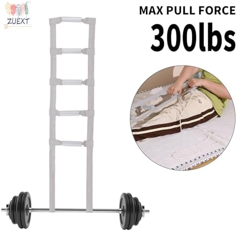 ZUEXT Bed Ladder Assist 160 inch Grey Pull Up Assist Device w/ 5 Handles Grips, Adjustable Rope Ladder Straps, Sit Up Handle Helper for Elderly Seniors Adults Pregnant Injury Handicapped Patients
