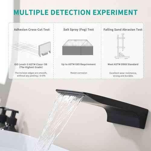 Waterfall Tub Spout Black Tub Spout for Bathtub Faucet ¡¼SUS304 Stainless Steel & Solid Brass¡½ Bathroom Tub Faucet Replacement High Flow Shower Spout Matte Black Tub Spout Wall Mount, TS4-BK