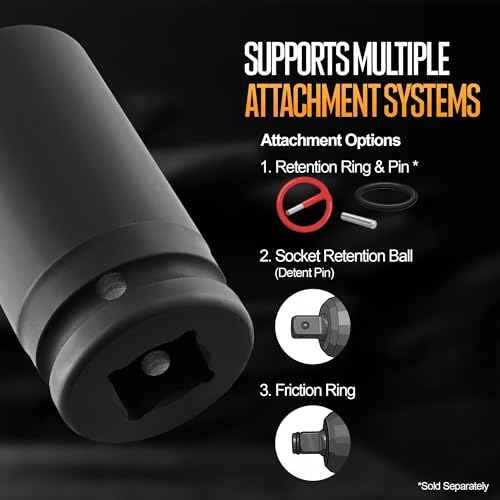 TIGHTSPOT 3/4" Drive 1-1/8 Inch SAE Deep Impact Socket Heavy Duty CR-MO Jumbo Socket 6 Point Automotive Truck and Heavy Equipment Repair