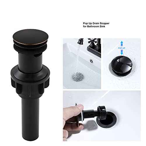Oil-Rubbed-Bronze Bathroom Sink Faucet, Bronze 4" Centerset Vanity Faucet with Cross Handles