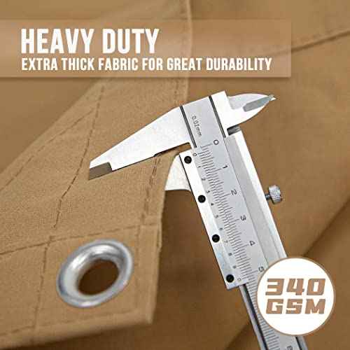 CARTMAN Finished Size 6x8 Feet Tan 2PK Canvas Tarp with Rustproof Grommets, Heavy Duty Multipurpose Tarpaulin Cover for Canopy Tent, Roof, Camping, Woodpile