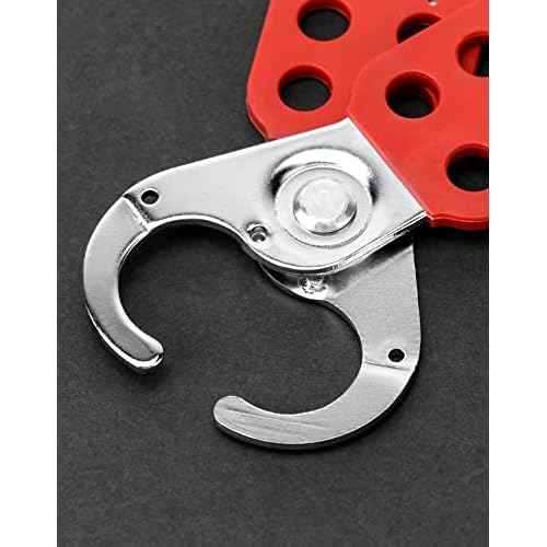 QWORK Lock Out Tag Out Hasp, 12 Pack Tamper-Proof Stainless Steel Padlock Hasp with Extended Jaw, Red