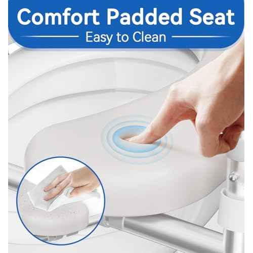 HOMLAND Raised Toilet Seat with Handles, Toilet Seat Riser for Seniors, Adjustable Height & Width, 400lb Elevated Handicap Toilet Seat, Fit Any Toilet, Grey