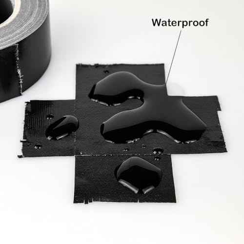 Black Duct Tape - Heavy Duty Waterproof Tape 1.88 Inch Wide - Strong Adhesive, Extra Thickness, Tear by Hand - Great for Indoor & Outdoor Use, Moving Boxes, Repairs - 45 Ft