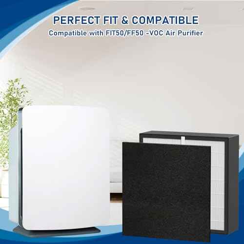 FF50 Silver Carbon FIT50 HEPA Filter Replacement Compatible with BreatheSmart FF50 FIT50 FF50-VOC Air Cleaner Purifier, Compared to Part HEPA-Pure FF50, FF50-VOC, 2 Pack