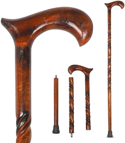 Wood Cane 36 Inches Natural Classic Wood Walking Stick Fancy Canes Ergonomic Wood Cane for Seniors (Elegant Derby Handle)