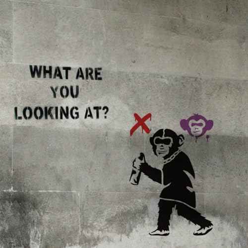 FINGERINSPIRE 9 pcs Banksy Painting Stencil 8.3x11.7inch Reusable Banksy Girl Boy Chimpanzee Pattern Drawing Template Life is Beautiful Decoration Stencil for Painting on Wood Wall Fabric Furniture