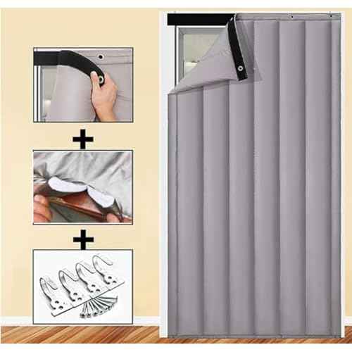 Insulated Door Curtain,Soundproof Door Cover,Thermal Blanket for Winter,Noise Reduction Waterproof Warm.for Living Room Patio, Oxford Fabric (W35.43*H82.68 in/90 * 210cm)