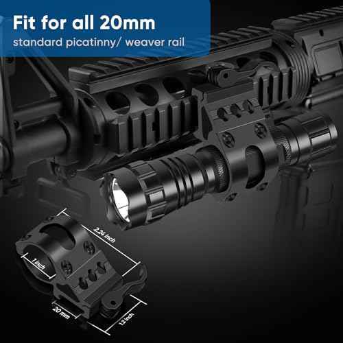 WINDFIRE 2200 Lumens LED Weapon Light Tactical Flashlight Rifle Lights Matte Black with Quick Release Picatinny Rail Offset Mount, Remote Pressure Switch