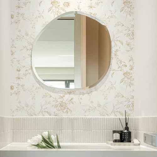Dimoon 86.6"x17.3" Peel and Stick Wallpaper Contact Paper Boho Beige Wallpaper Brown Floral Removable Wall Paper Flower Self Adhesive Modern for Cabinets and Drawers Bedroom Papel Tapiz para Pared