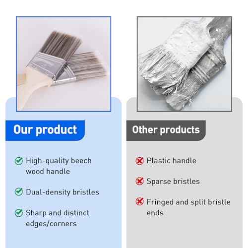 Paint Brush, 2IN Stain Brushes for Painting Walls House Touch-Ups,Furnitures and Fence Staining, Wooden Handle Masonry Paintbrush(6 Packs)