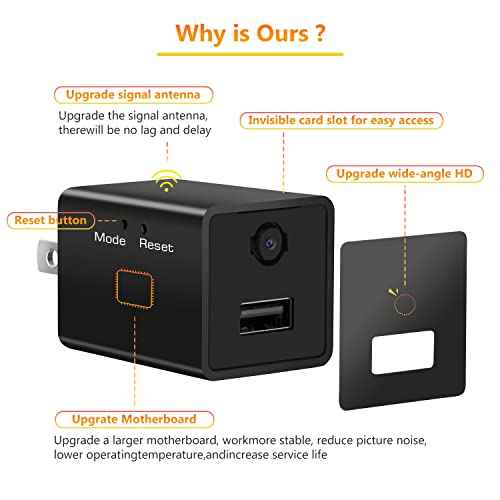 Hidden Spy Camera for Home Use, Mini Security Wireless WiFi Camera-USB Charger Camera - HD Nanny Cam,Indoor Night Vision Nanny Cam for Baby, Pets, Motion Detection Alert(Video Only)
