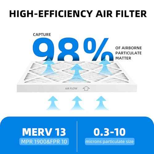 (6 Pack) 16 3/8x21 1/2x1 Furnace Air Filters, MPR 1900 & FPR 10, MERV 13 Pleated Air Filter (Actual Size: 16 3/8"x21 1/2"x3/4")