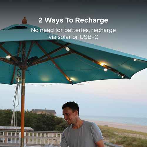 BioLite Solar String Rechargeable, Solar String Lights for Camping, Patio, and Travel, 18-Foot, Warm White