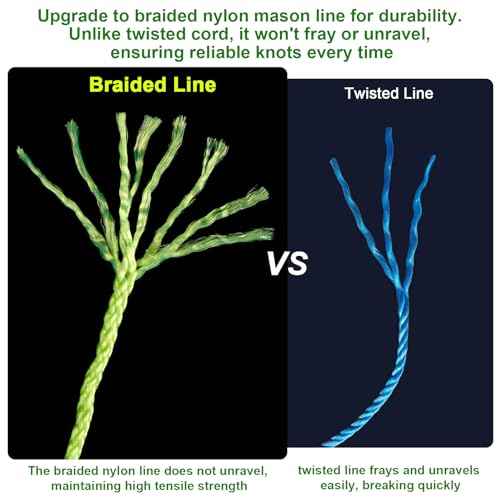 6 Roll Mason Line String Line - #18 Braided Nylon String - 500 Ft Length - Nylon with Reloadable Line Reel Twine for Gardening Or Masonry Tools - Perfect Construction String (Yellow)