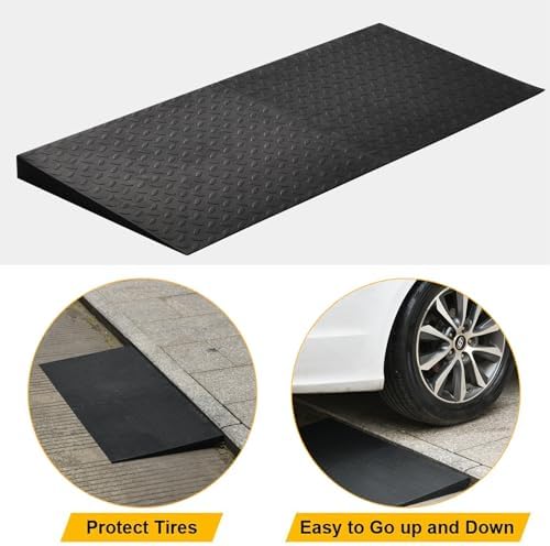 2.0" Rise Rubber Threshold Ramp for Doorways,Non-Slip Surface for Wheelchair Scooter Stroller,1500 LBS Capacity,Cuttable and Adjustable Size