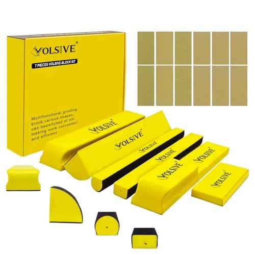 Hand Sanding Block Set of 7, Rectangle Sanding Blocks Auto Body with 20Pcs Hook and Loop Sandpaper,Flexible for Automotive Paint and Woodworking Sand Furniture Home Arts and DIY Crafts