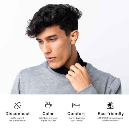 Ear Plugs for Sleeping Noise Reduction Reuseable, Concerts, Focus, Travel, Work, High Fidelity ? 7 Pairs Eartips ? Flexible Soft ? Touch ? NRR of 24 and 27 dB Noise Cancelling (Skin)