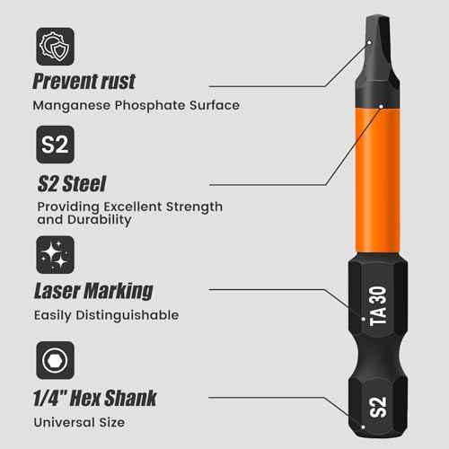 10 Pieces Triangle Screwdriver Set, 2 inch /50 mm Long Magnetic Triangle Screwdriver Bits Set, 1/4 Inch Hex Shank Triangle Bit Set, S2 Steel Triangle Head Drill Bit for Impact Driver, TA12-TA30