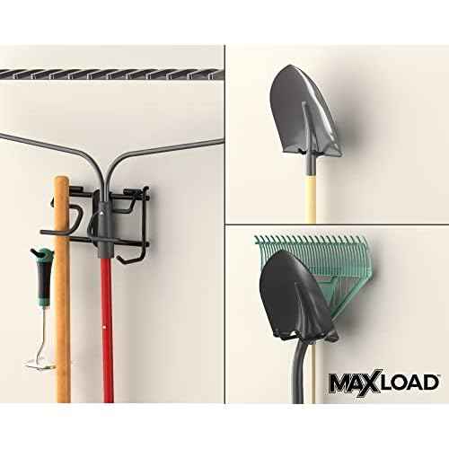 ClosetMaid MaxLoad 3-Pack Garage Hooks & Hangers Wall Mount Heavy Duty Storage for Long Handle Tools, Cords, Hoses, Shovels, Rakes, Brooms, Black