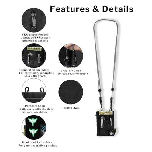VIPERADE VE18R EDC Pouch with Strap, 4 Multi-Purpose Pockets, Slim EDC Wallet Organizer for Men