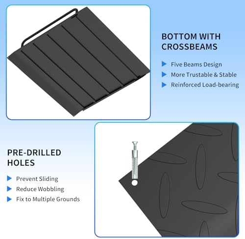 Door Threshold Ramp with Detachable Handles Fits for 2.0" to 9.0" Rise, Wheelchair Doorway Ramp for Scooters/Elderly/Walkers/Stairs(800 LBs Loading, 33.5" L*37.4" W, Alloy Iron, 40.0 LBs)