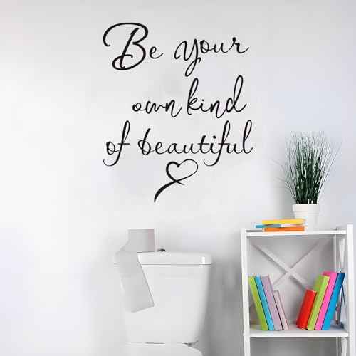 Inspirational Quotes Bedroom Wall Stickers: Women Beautiful Home Positive Vinyl Art Wall Decals - Living Room Bathroom Kitchen Family Wall Decor - Be Your Own Kind of Beatiful 15" X 18"