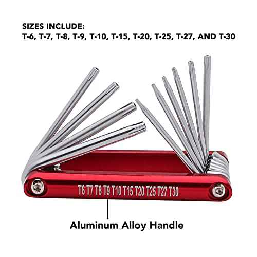 Chrome Vanadium Steel Wrench Set, 10-Piece, Includes Sizes T-6 to T-30