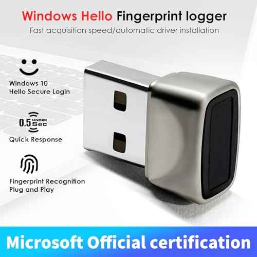 USB Fingerprint Reader for Windows10/11, Windows Hello Mini Fingerprint Scanner,Metal Shell Auto Driver Setup-Windows Password-Free Login for PC Laptop