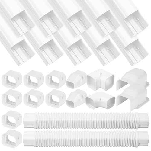 3" W 20Ft L Mini Split Line Set Cover Kit Air Conditioners Decorative PVC Slim Line Cover for Central AC & Heat Pumps Systems Tubing Cover
