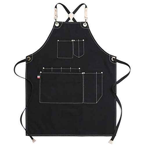 Jeanerlor Work Apron Durable Tool Aprons for Women and Men Cross-Back Straps