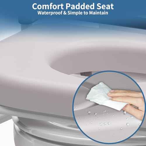 Toilet Seat Riser Adjustable Height Elevated Shower Commode Chair with Handles and Thick Soft Pad Heavy Duty 350lbs Bedside Commode Chair for Elderly Handicap Pregnant Easy to Assemble