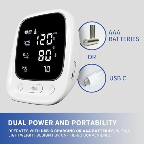 Blood Pressure Monitor for Home Use, Upper Arm Digital Accurate and Portable Blood Pressure Monitor with Large Cuff, Heart Rate Monitor, Clear LED Display, Memory Function for 2 Users