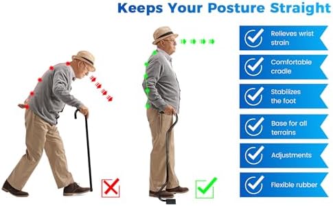 Walking Cane, Stair Climbing Cane for Women/Men for Leg Lifter Adjustable Assist Canes with Large Footrest for Relaxed and Walk Up and Down Stairs