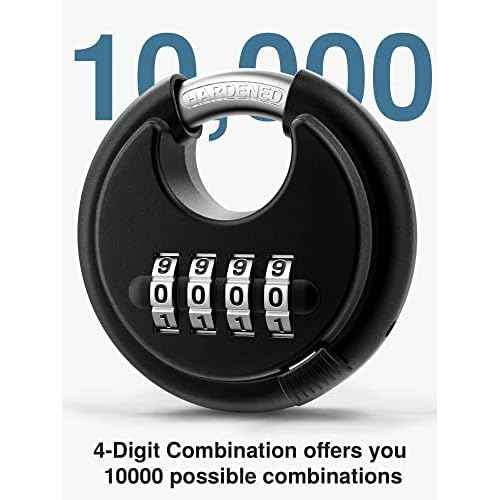 Puroma Combination Lock, 4 Digit Disc Padlock with Hardened Steel Shackle, Keyless Heavy Duty Combo Lock for Outdoor Sheds Fence, Gate Hasps, Storage Unit, School Gym Locker (2 Pack, ?Black)