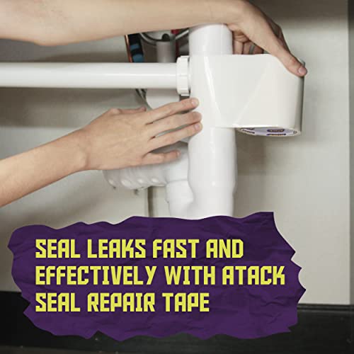ATack Waterproof Patch and Seal Tape, Clear, 4 Inches x 10 Feet, Water Barrier Tape for Stop Leak Repair on Pipes, Chimney, Roof, Boat, and HVAC