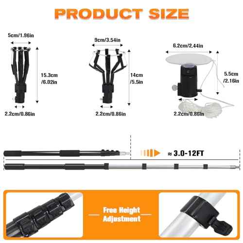 18FT Reach Light Bulb Changer for High Ceilings with Telescopic Extension Pole£¬3-12FT Light Bulb Extension Pole Changer with Baskets and Suction Cup for High Ceilings and Recessed Lights