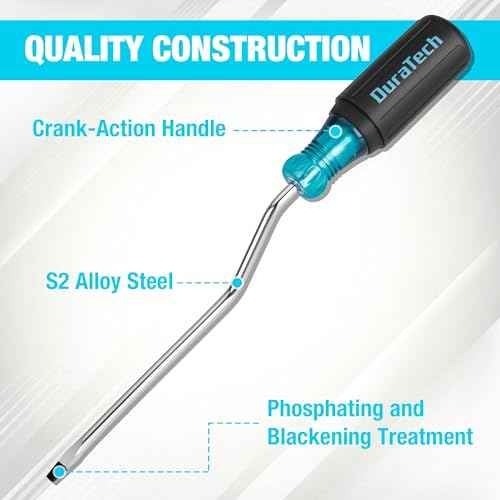 DURATECH Screwdriver, 3/16" Flat Head Screwdriver with Crank-Action Handle, Premuim S2 Steel, Quick Rotating Screwdriver with 6" Shank Spins Screws Fast with One Hand