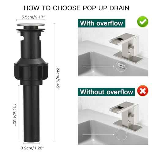 Hoimpro LED Waterfall Bathroom Faucet Brushed Nickel, Single Handle Bathroom Sink Faucet 1 Hole, 3 Colors Light Changing, with Pop-up Drain and cUPC Supply Lines, Stainless Steel
