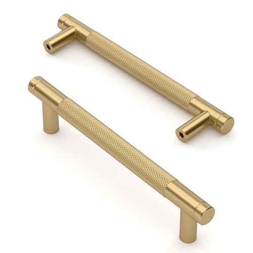 Asidrama 10 Pack 5 Inch(128mm) Champagne Bronze Cabinet Pulls Knurled Cabinet Handles Cupboard Handles Kitchen Cabinet Hardware for Cupboard Drawer Pulls