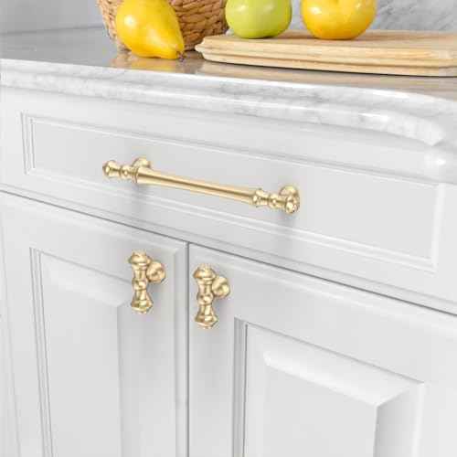 Asidrama 10 Pack 5 Inch(128mm) Brushed Gold Kitchen Cabinet Handles, Cabinet Pulls Kitchen Cabinet Hardware for Cupboard Drawer Pulls