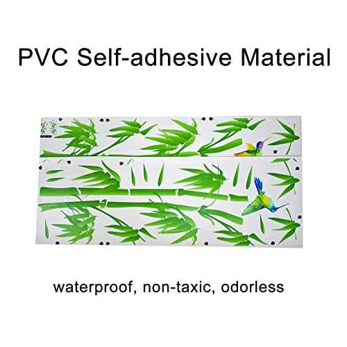 Bamboo Forest Wall Art Decal Nature Green Plant with Flying Birds Wall Stickers 36x34inch Removable Vinyl Wall Mural for Living Room Bedroom Classroom Office Decoration
